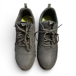 Reebok Men's Dark Gray Mesh Athletic Sneakers with Lime Insoles